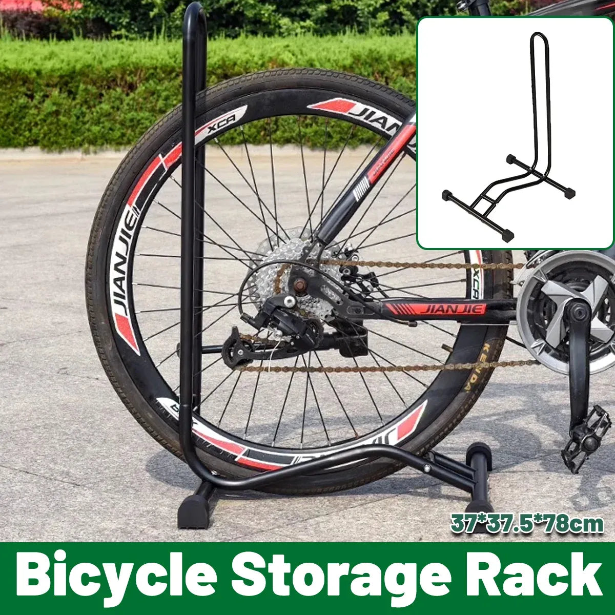 Bike Parking Rack Floor Stand Universal Black Bicycle Storage Organizer Holder